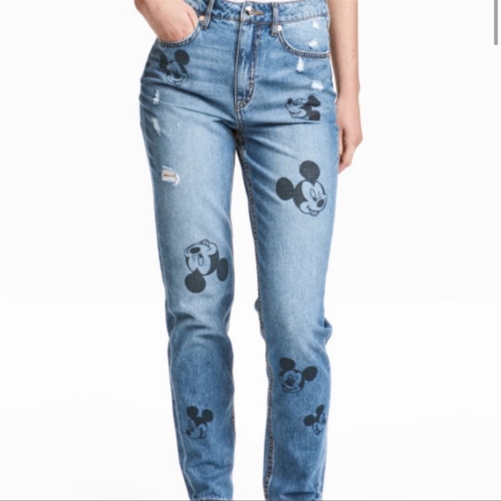 Limited Edition H&M Mickey Mouse High Rise Jeans NWOT